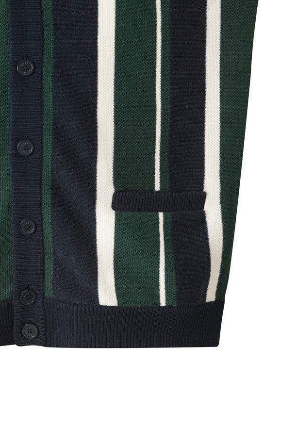 WAAC Men&#39;s Stripe Cardigan - Green - Erthe Golf