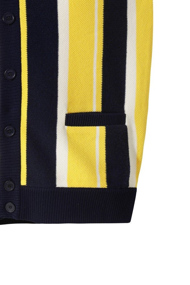 WAAC Men&#39;s Stripe Cardigan - Yellow - Erthe Golf