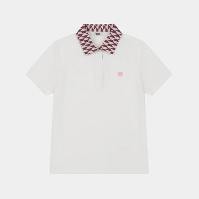 Women's Optic Block Collar Polo - White - Erthe Golf