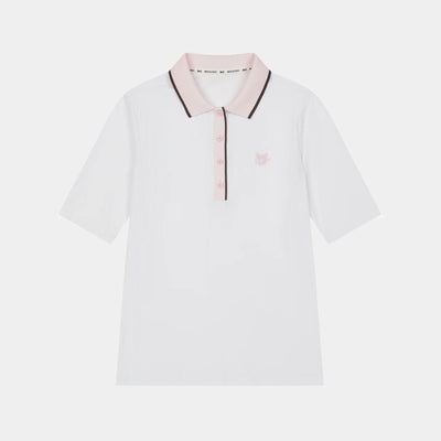 Women's Slim Fit Rib Polo - White - Erthe Golf