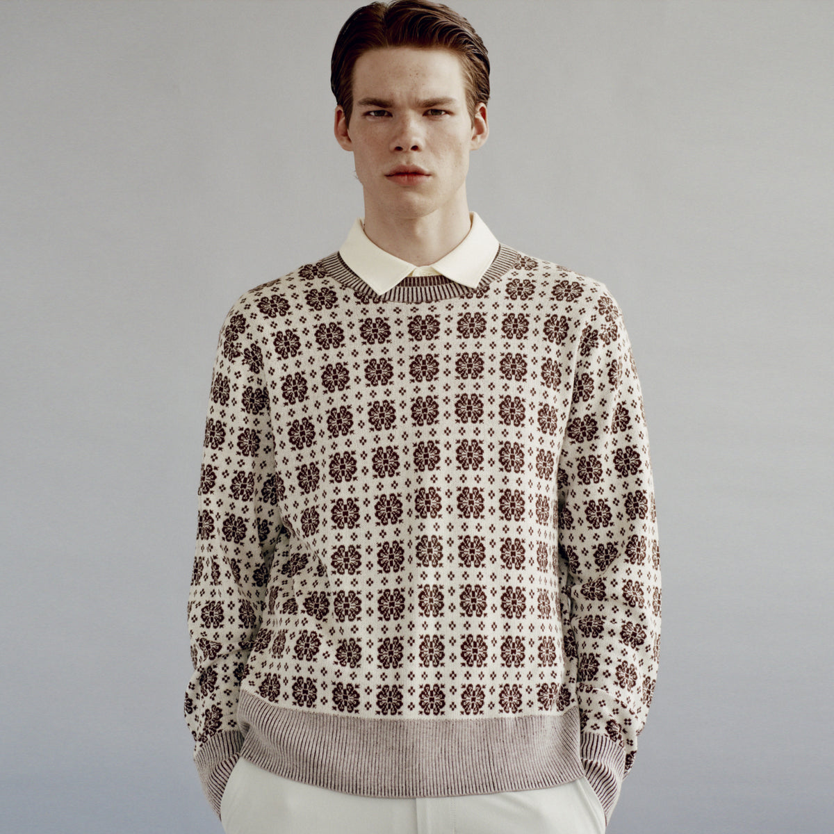 Men's Knit Crewneck - Cream - Erthe Golf