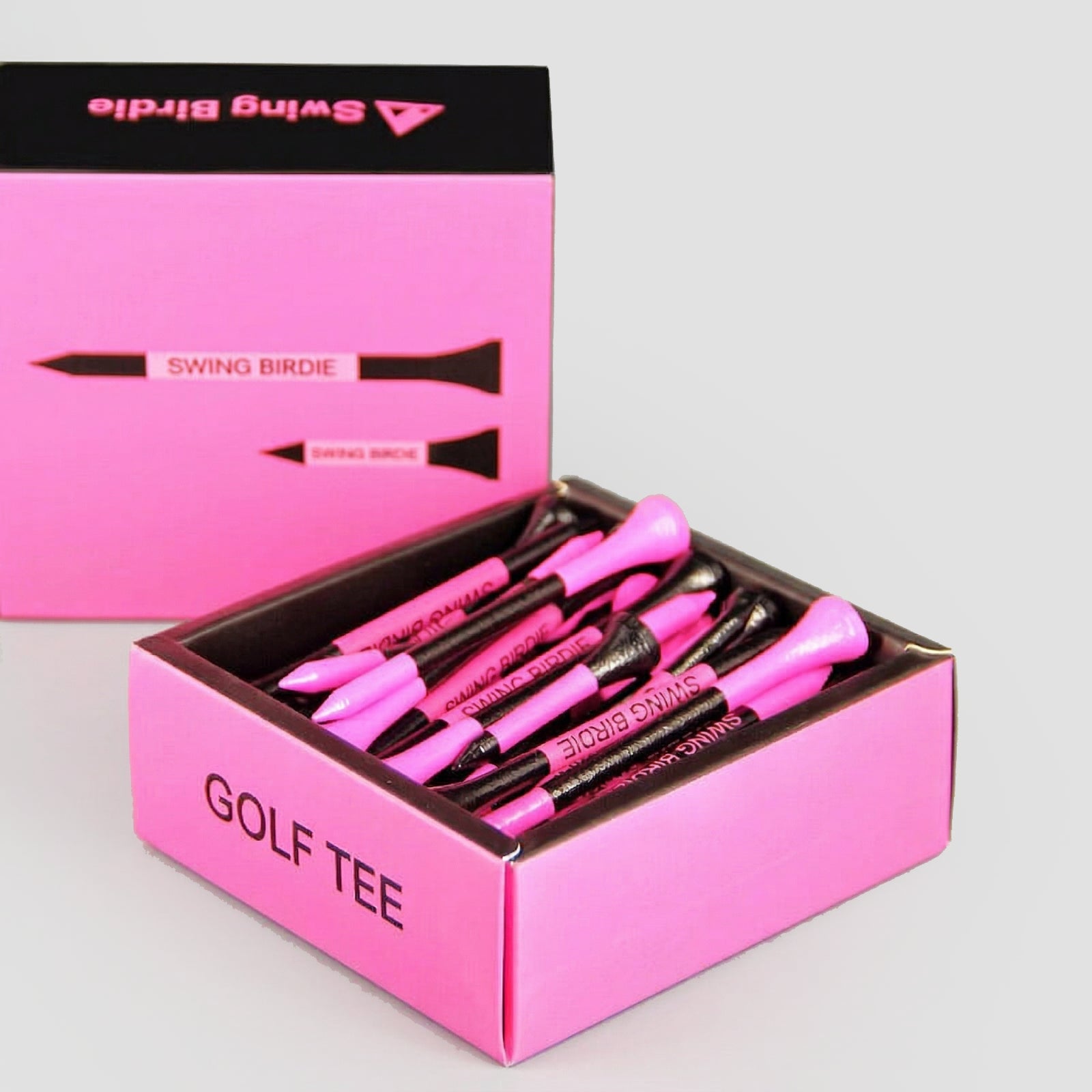 Wooden Golf Tee Pack - Black & Pink - Erthe Golf