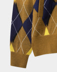 Women's Argyle Knit Cardigan - Yellow - Erthe Golf