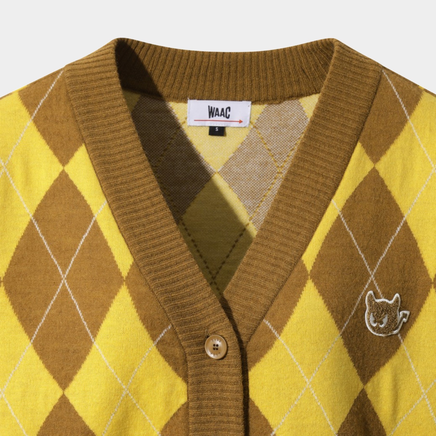 Women's Argyle Knit Cardigan - Yellow - Erthe Golf