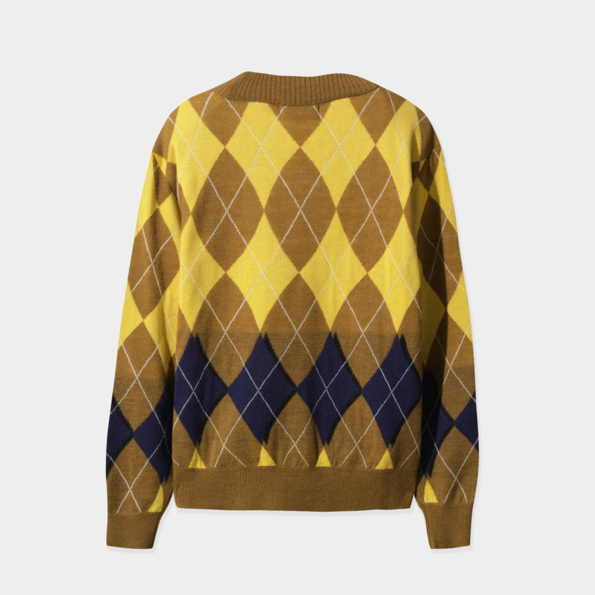 Women's Argyle Knit Cardigan - Yellow - Erthe Golf