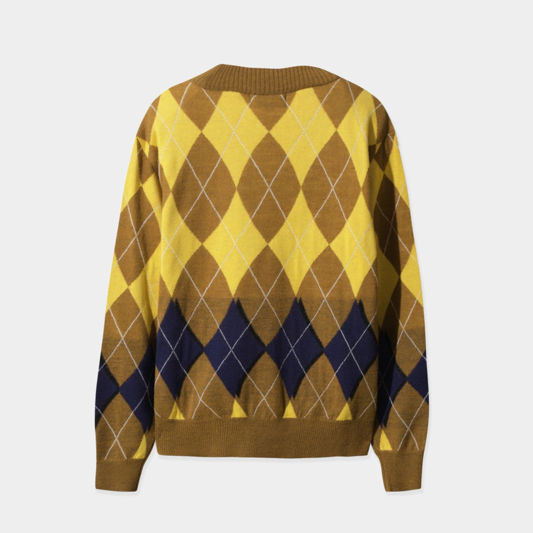 Women&#39;s Argyle Knit Cardigan - Yellow - Erthe Golf
