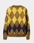 Women's Argyle Knit Cardigan - Yellow - Erthe Golf