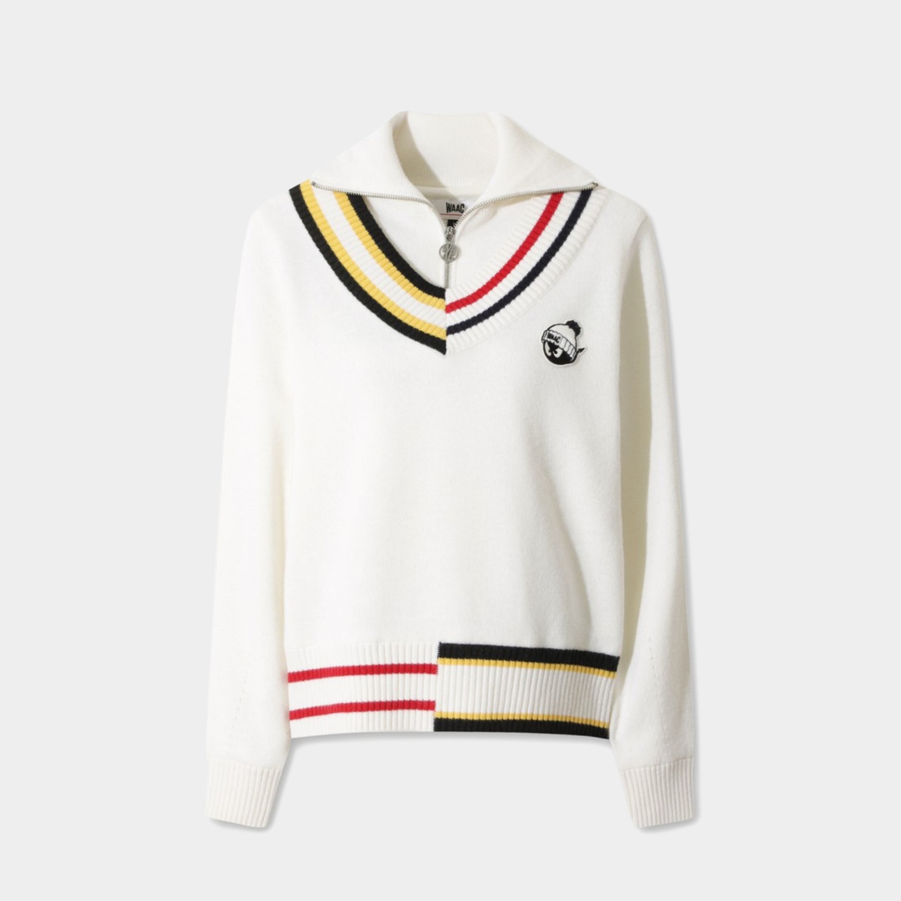 Women's Asymmetrical Rib Quarter - Zip Sweater - Ivory - Erthe Golf