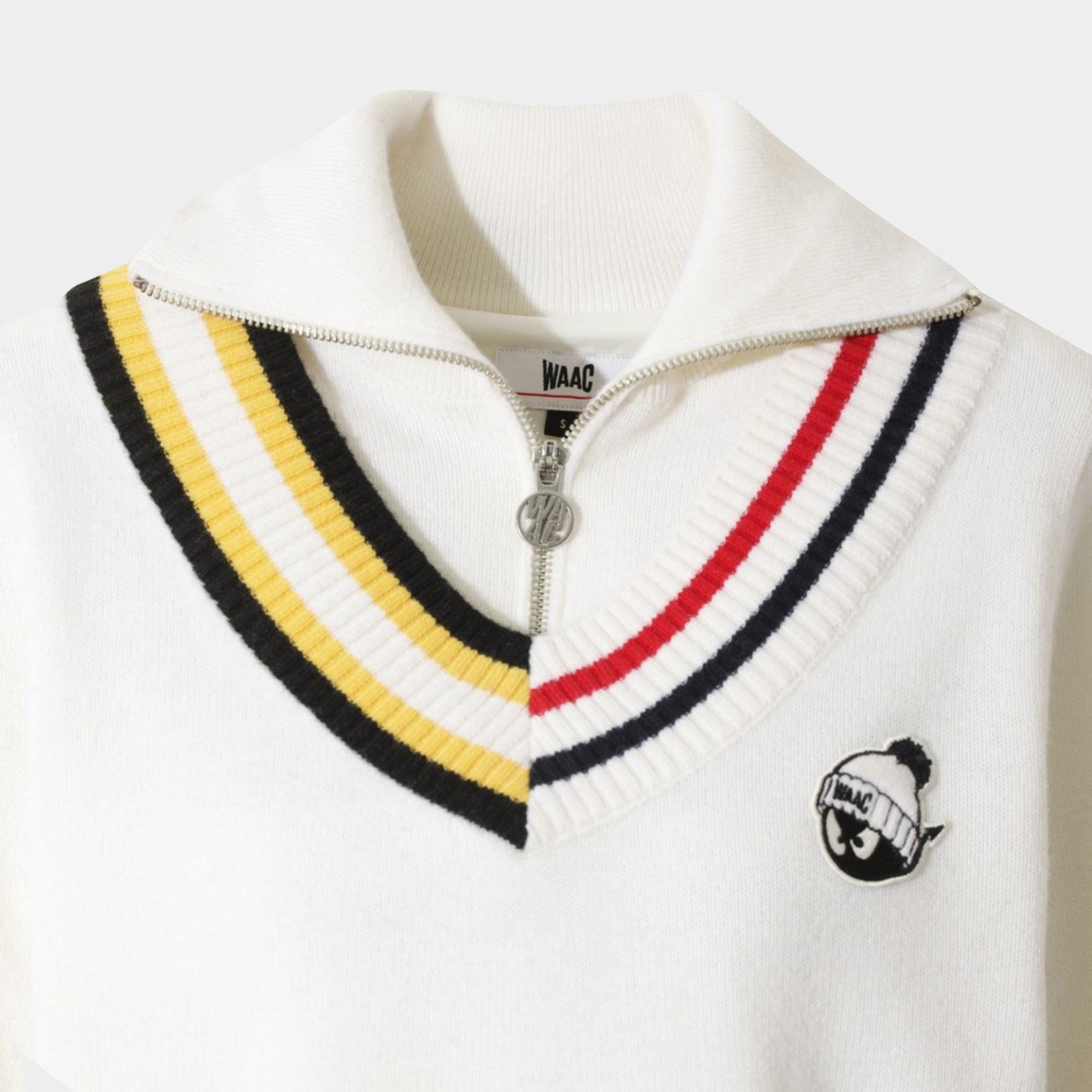 Women's Asymmetrical Rib Quarter - Zip Sweater - Ivory - Erthe Golf