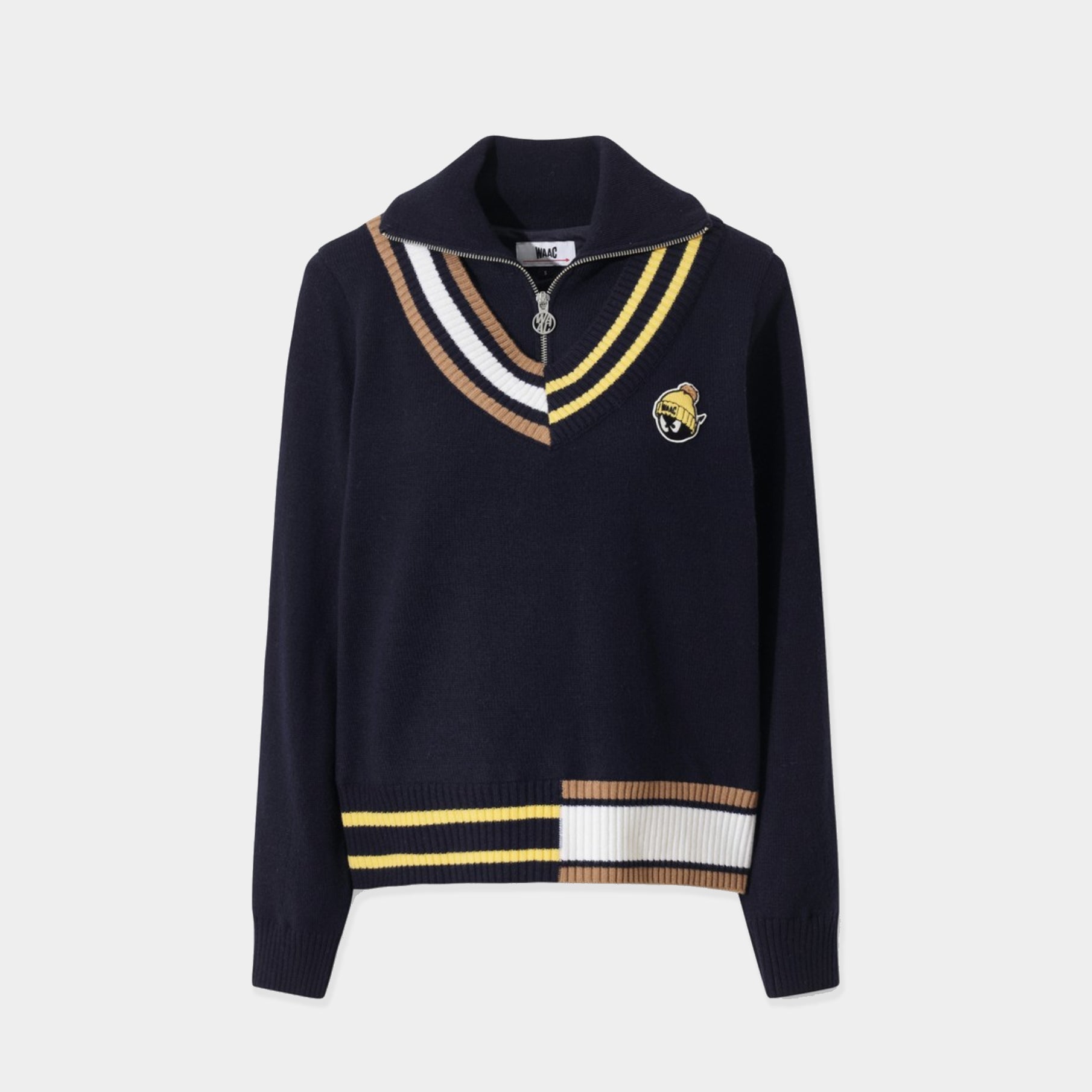 Women's Asymmetrical Rib Quarter - Zip Sweater - Navy - Erthe Golf