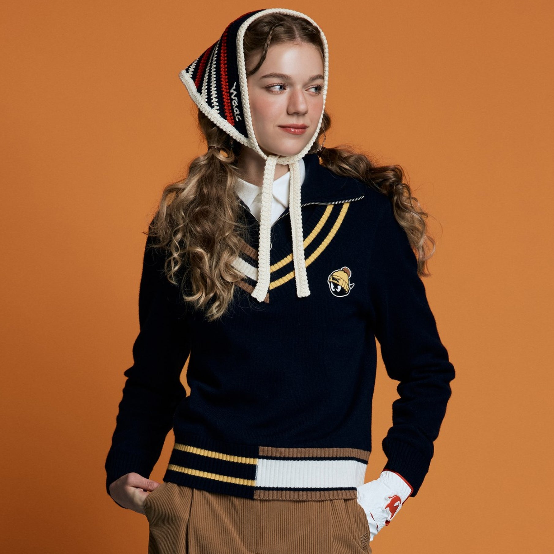 Women's Asymmetrical Rib Quarter - Zip Sweater - Navy - Erthe Golf