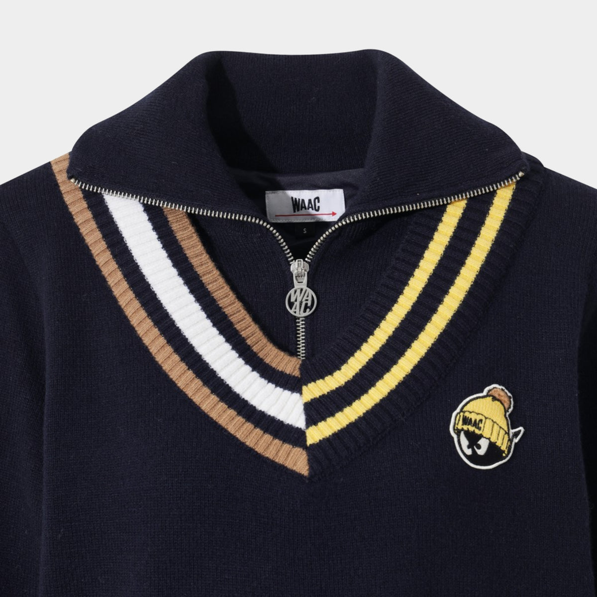 Women's Asymmetrical Rib Quarter - Zip Sweater - Navy - Erthe Golf