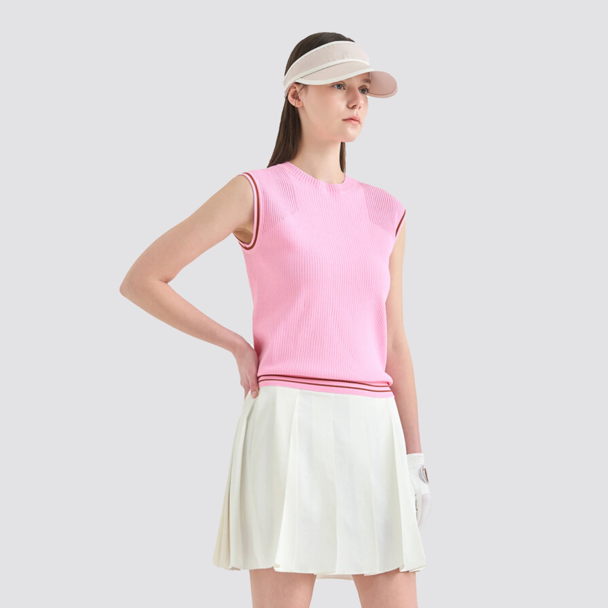 Women's Color - Line Cap - Sleeve Knit - Pink - Erthe Golf