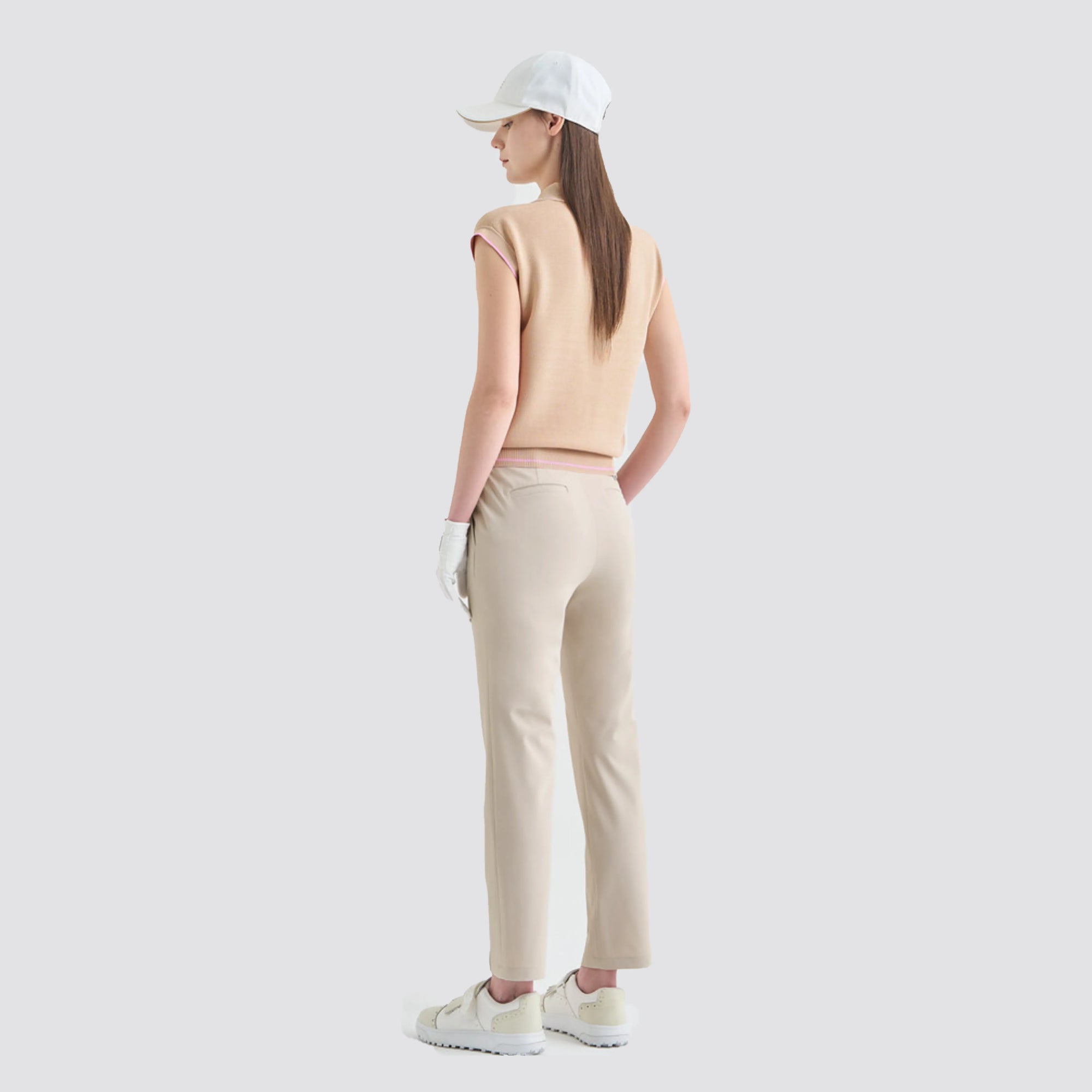 Women's Color - Line Knit Vest - Beige - Erthe Golf