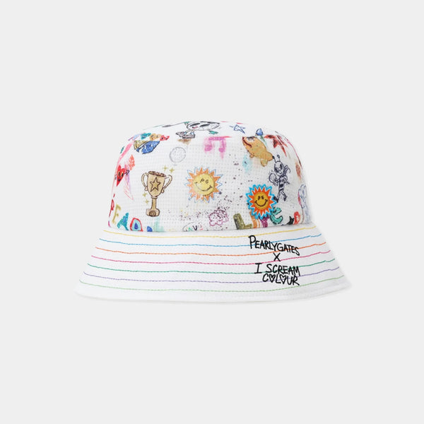 Pearly Gates Women's Color-Stitch Bucket Hat - White | Erthe Golf