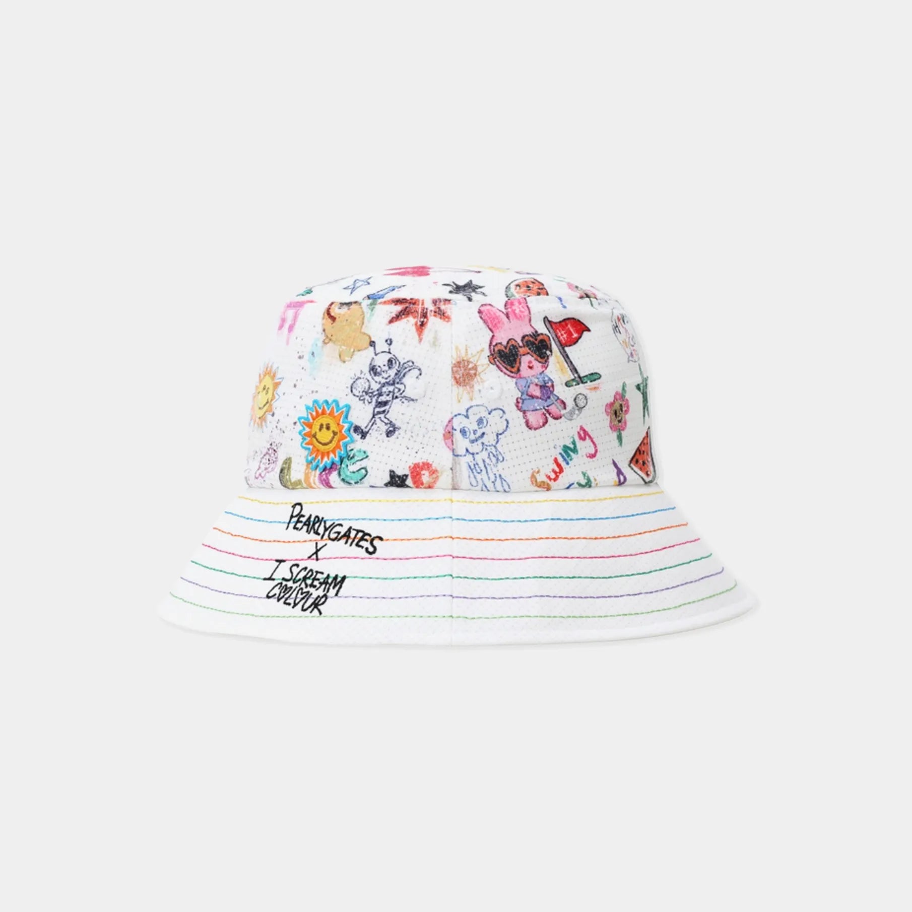 Women's Color - Stitch Bucket Hat - White - Erthe Golf