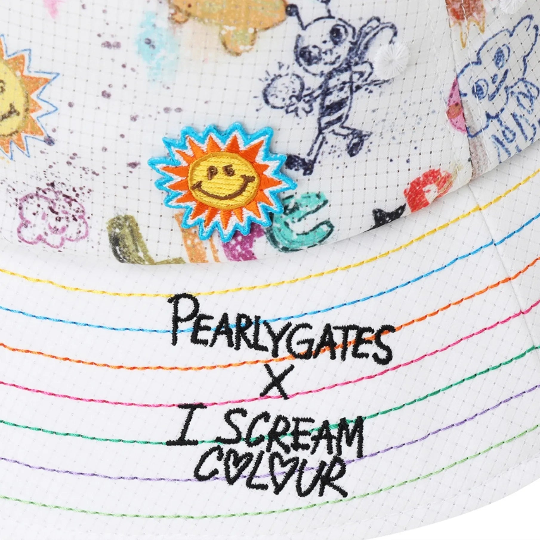 Women's Color - Stitch Bucket Hat - White - Erthe Golf