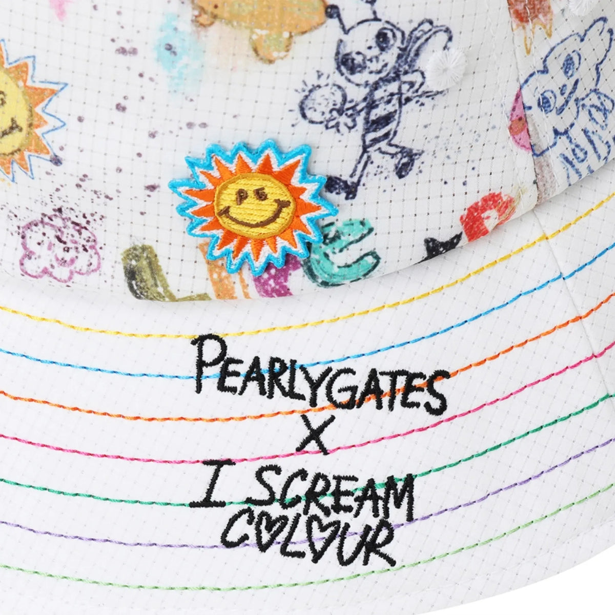 Women's Color - Stitch Bucket Hat - White - Erthe Golf