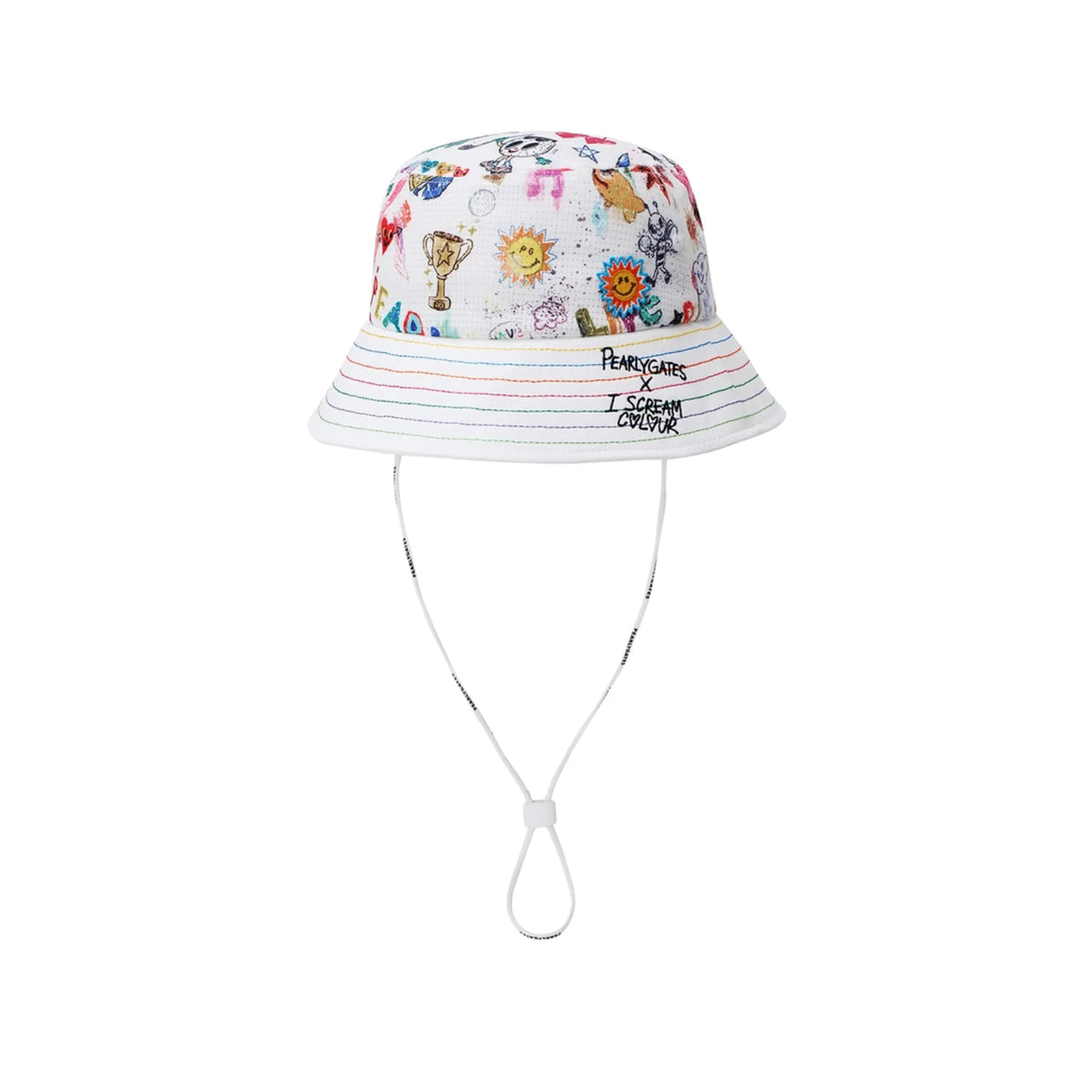 Women's Color - Stitch Bucket Hat - White - Erthe Golf
