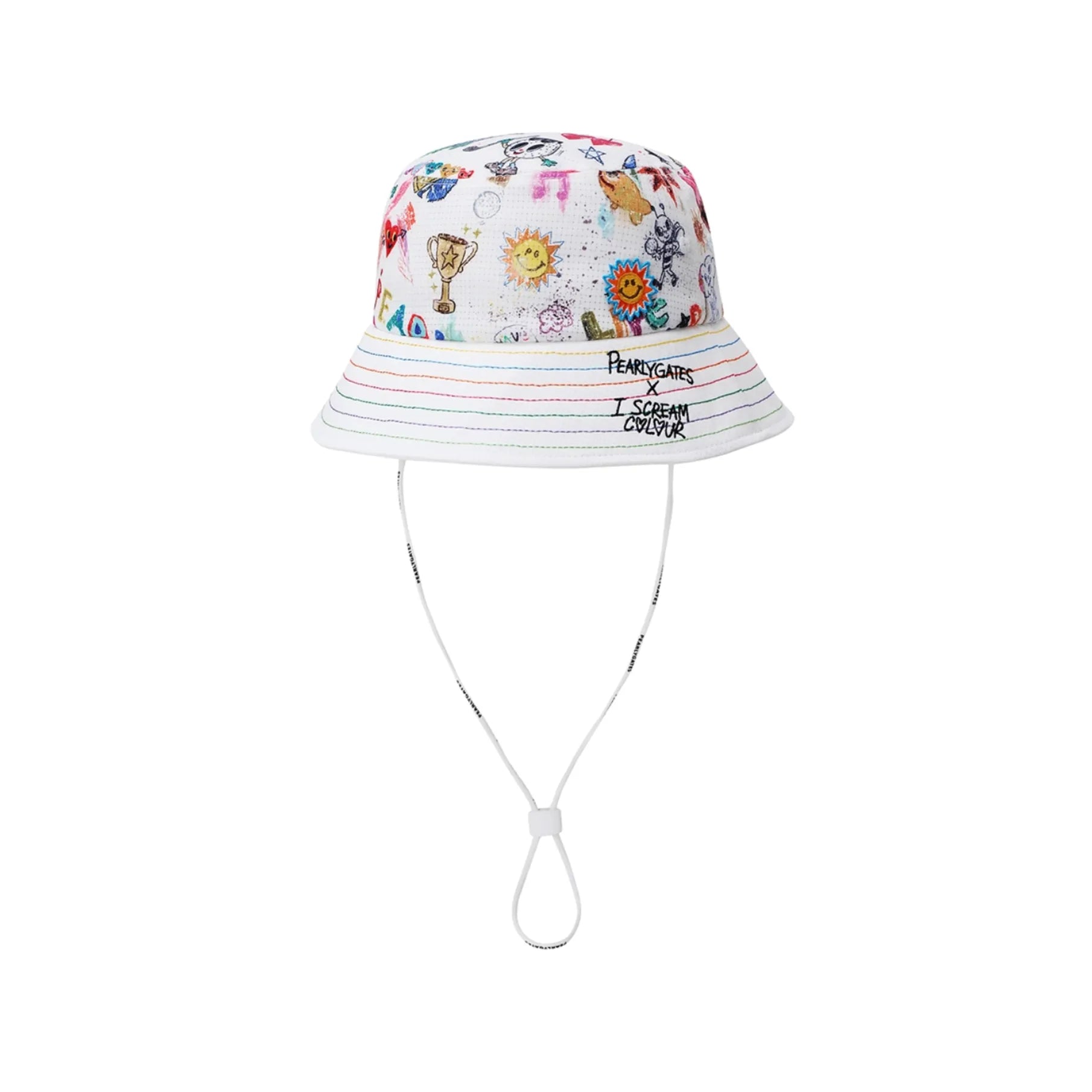 Women's Color - Stitch Bucket Hat - White - Erthe Golf