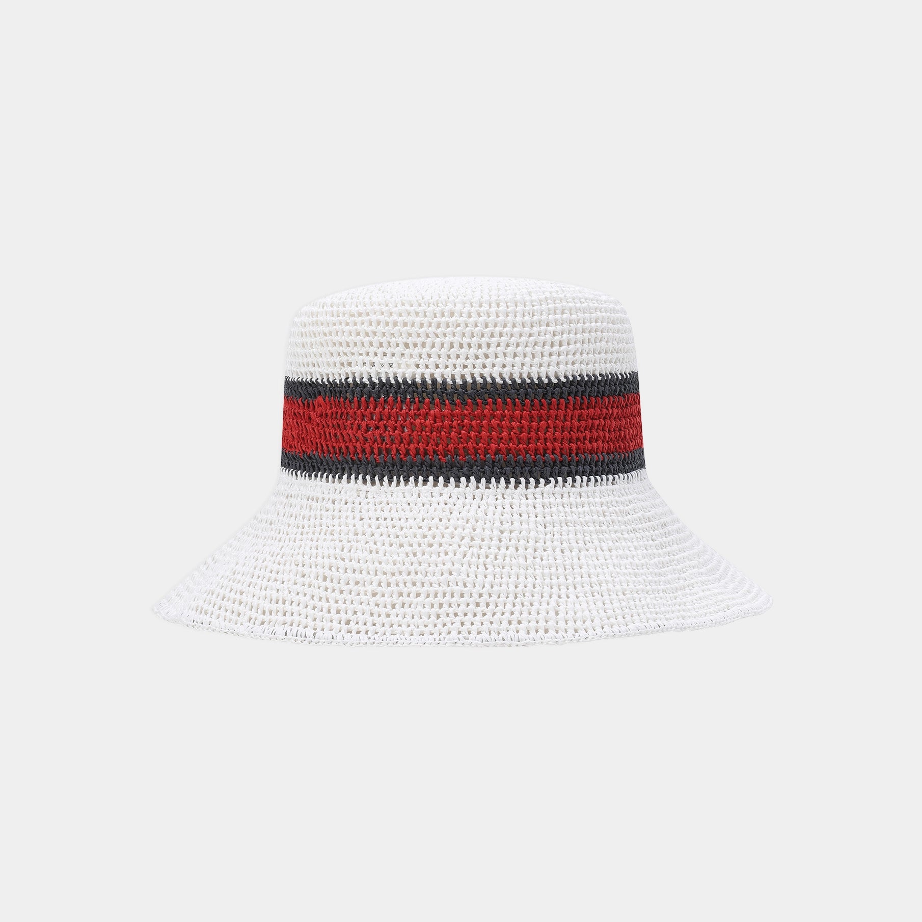 Straw bucket hat on a white background