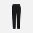 Black slim-fit trousers shown flat against a light gray background.