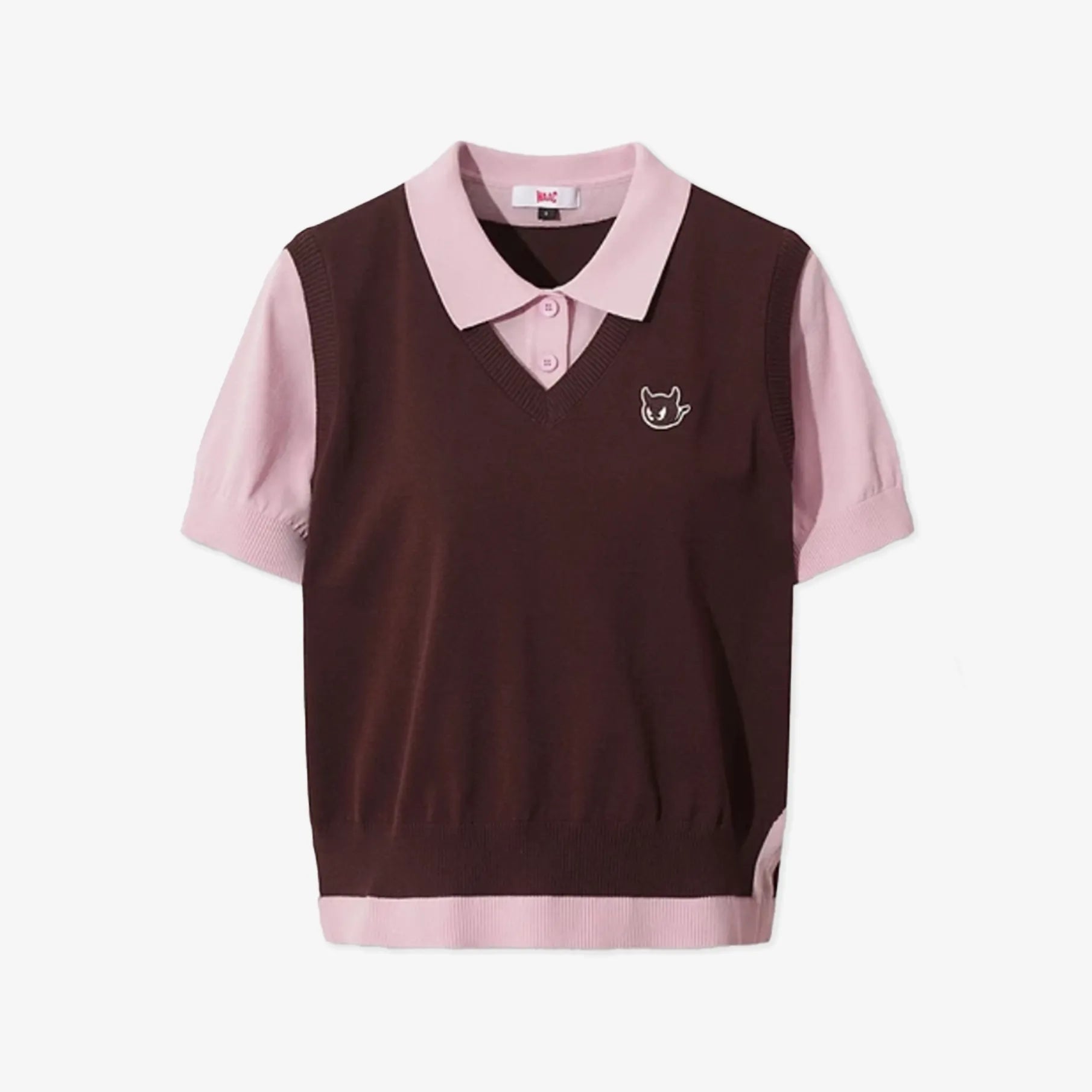 Women's Faux - Layer Knit Polo - Dark Brown - Erthe Golf