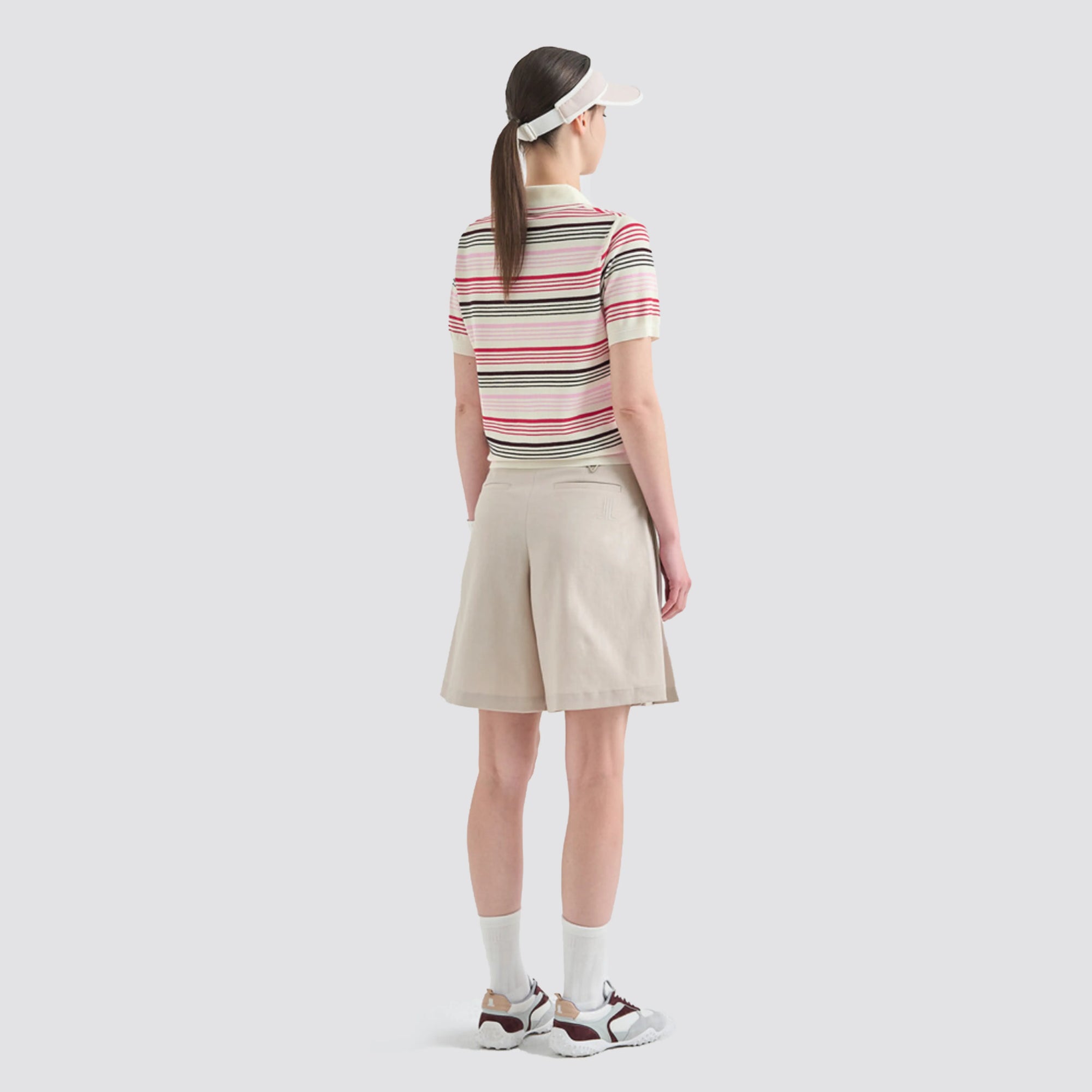 Women's Linen - Blend Panel Shorts - Oatmeal - Erthe Golf
