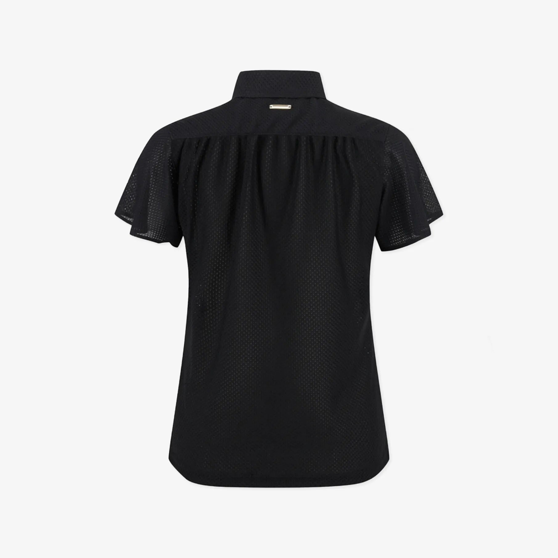 Women's Mesh Ruffle Polo - Black - Erthe Golf