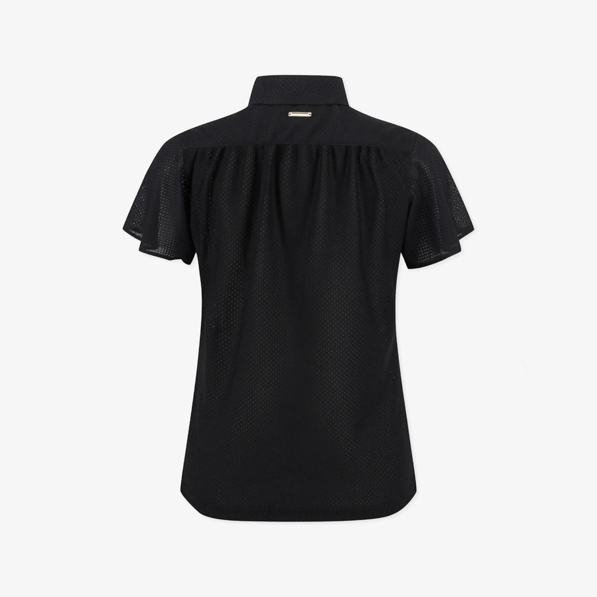 Women's Mesh Ruffle Polo - Black - Erthe Golf