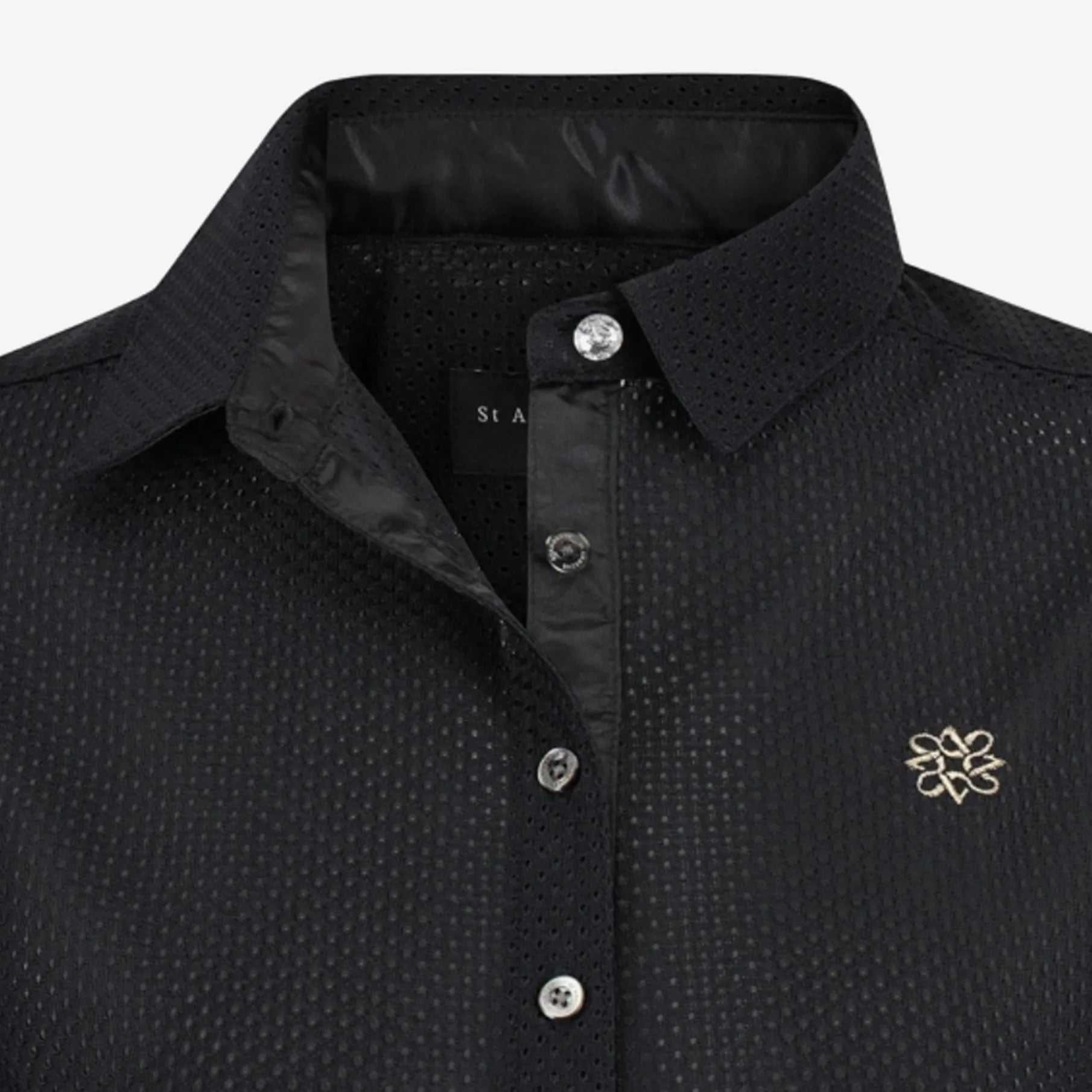 Women's Mesh Ruffle Polo - Black - Erthe Golf