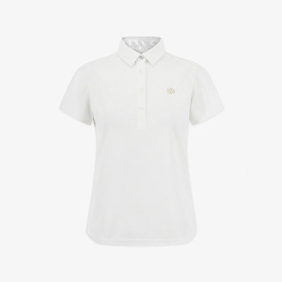 Women's Mesh Ruffle Polo - White - Erthe Golf