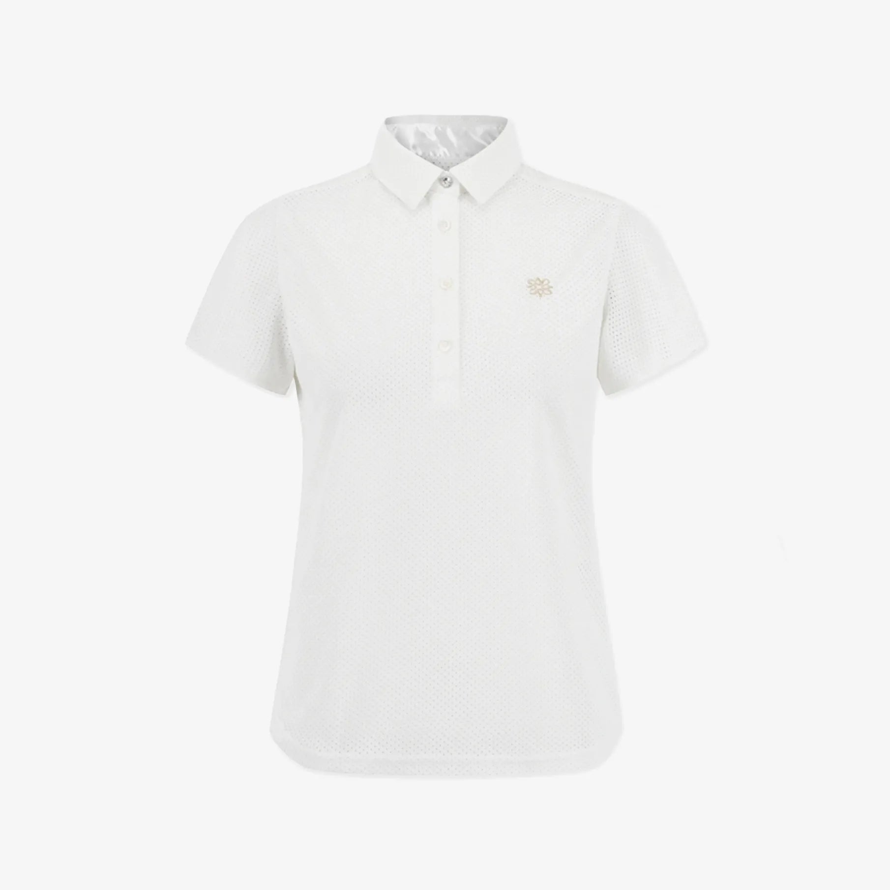 Women's Mesh Ruffle Polo - White - Erthe Golf