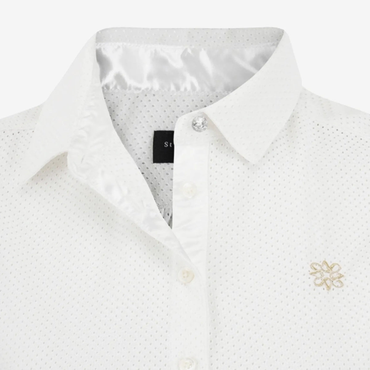 Women's Mesh Ruffle Polo - White - Erthe Golf