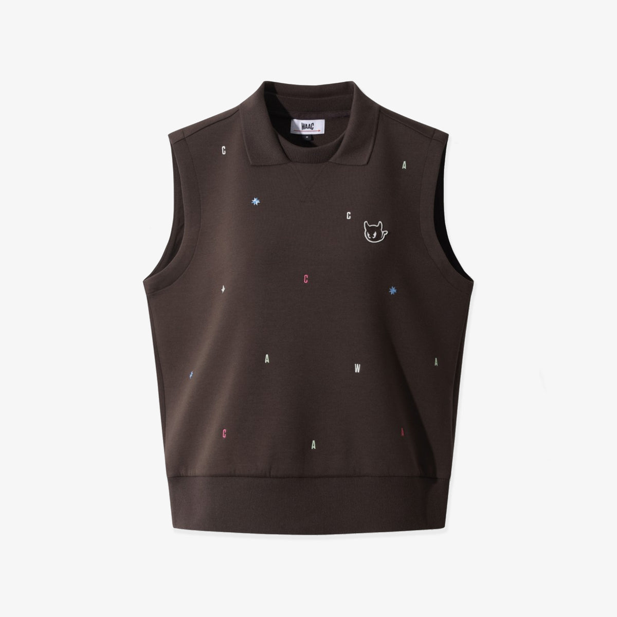 Women's Multicolor Embroidery Vest - Brown - Erthe Golf