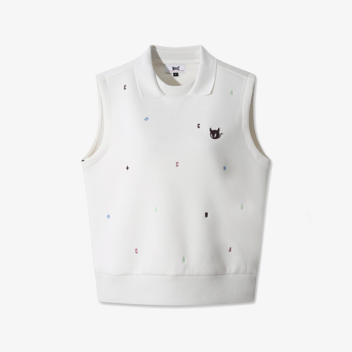 Women's Multicolor Embroidery Vest - Ivory - Erthe Golf