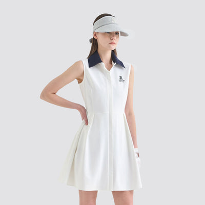 Women's Pleated Golf Dress - White - Erthe Golf