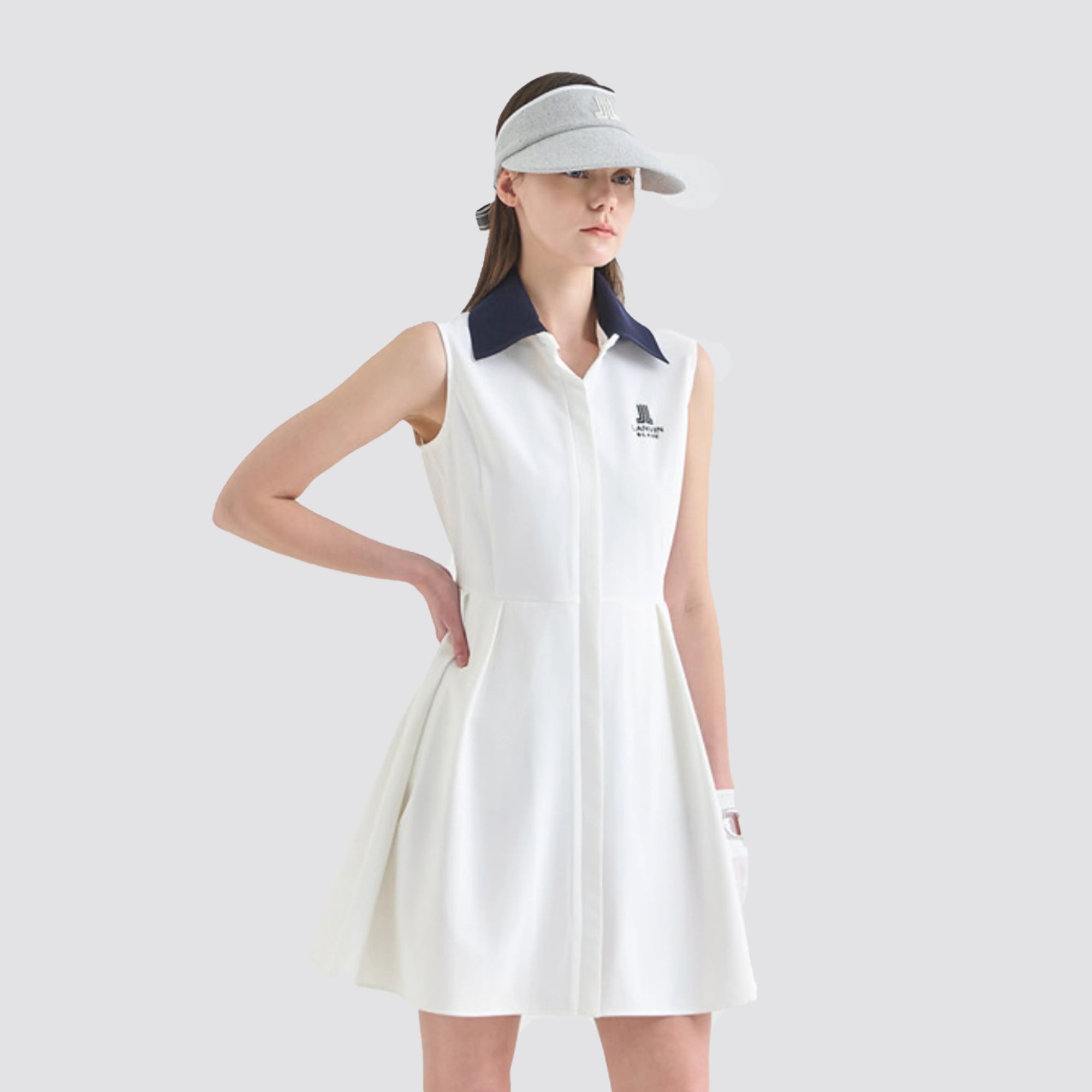 Women's Pleated Golf Dress - White - Erthe Golf