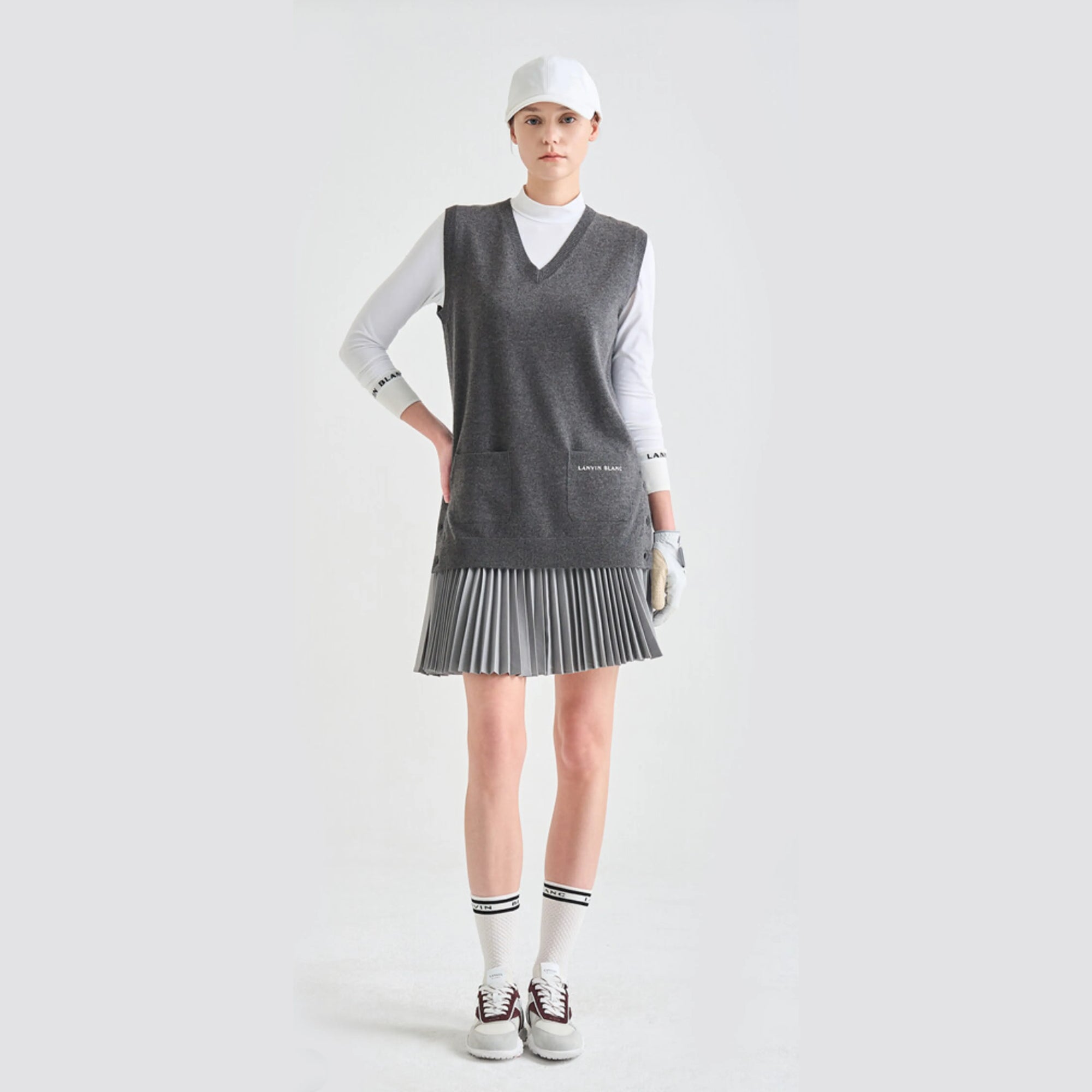 Women's Pleated Stretch Skirt - Grey - Erthe Golf