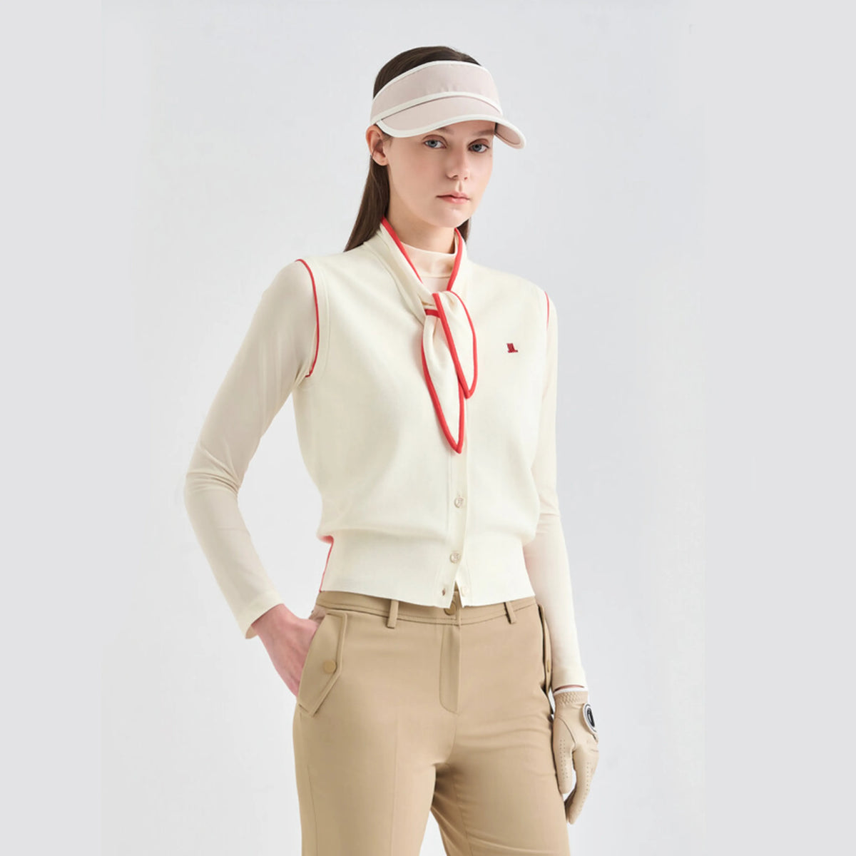 Women's Ribbon Knit Vest - Ivory - Erthe Golf