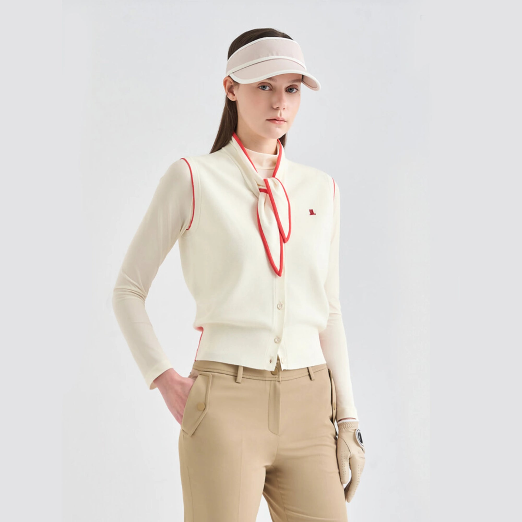 Women's Ribbon Knit Vest - Ivory - Erthe Golf