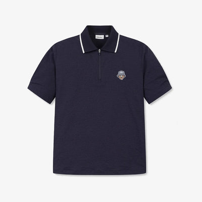Women's Seersucker Polo - Navy - Erthe Golf