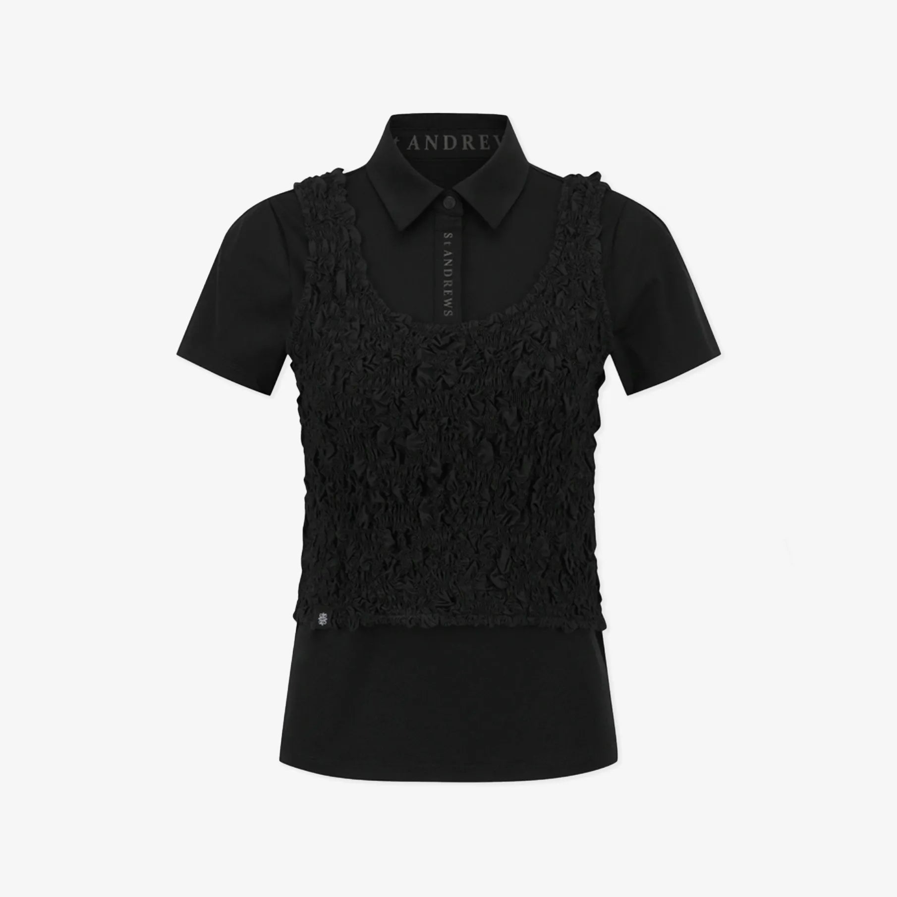 Women's Smocked Two - Piece Polo Set - Black - Erthe Golf