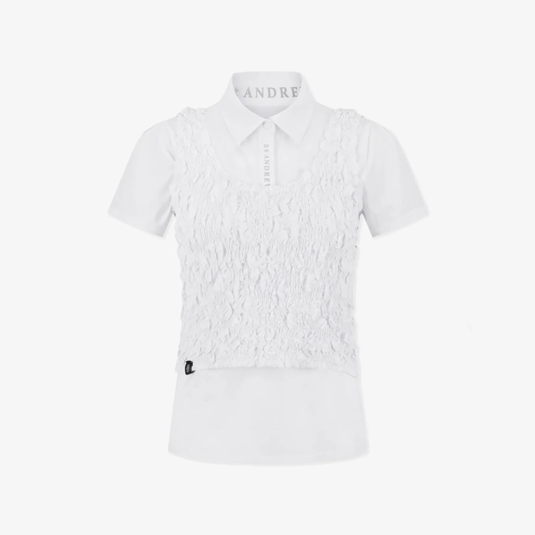 Women's Smocked Two - Piece Polo Set - White - Erthe Golf