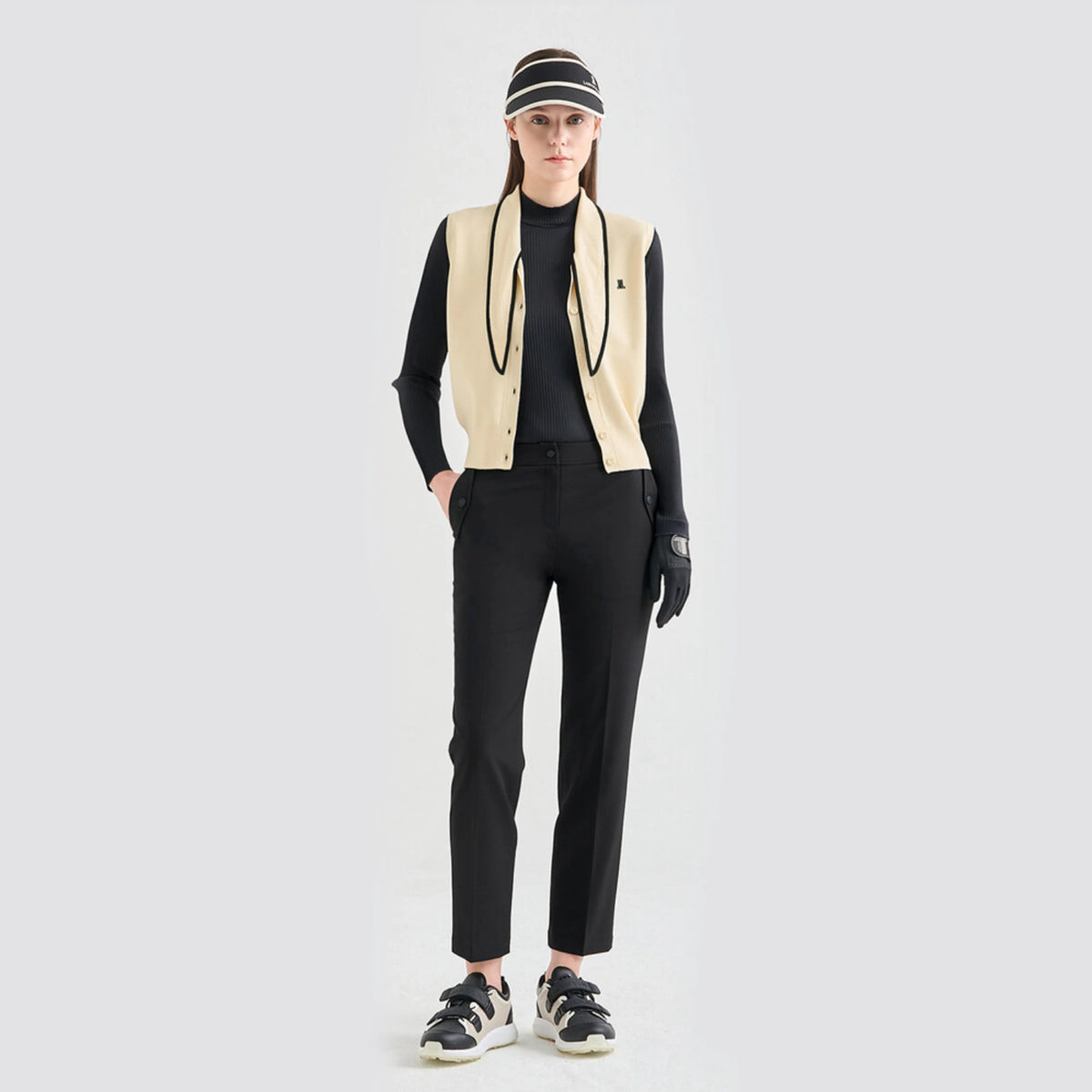 Women's Straight Stretch Pants - Black - Erthe Golf