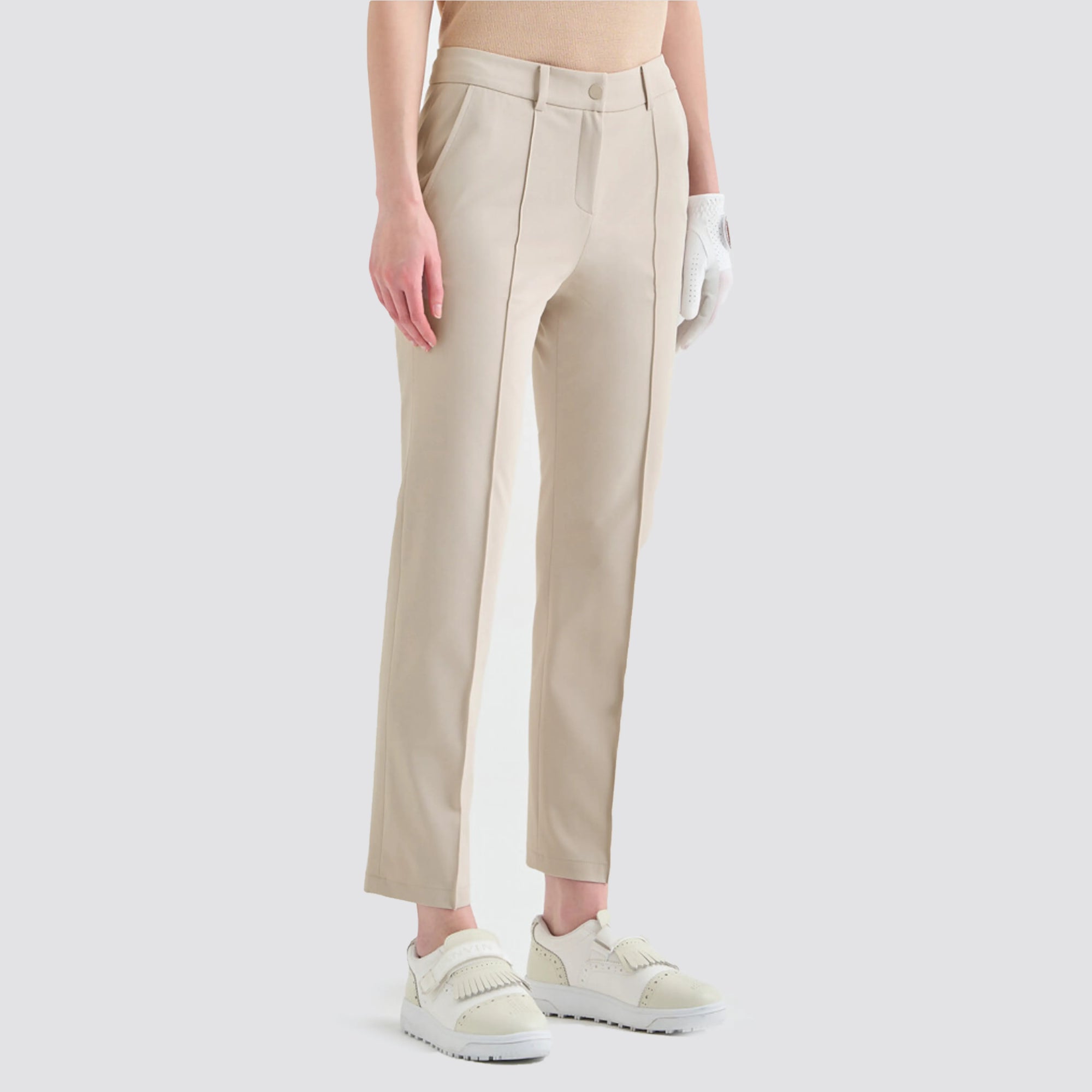 Women's Straight Stretch Pants - Pale Beige - Erthe Golf