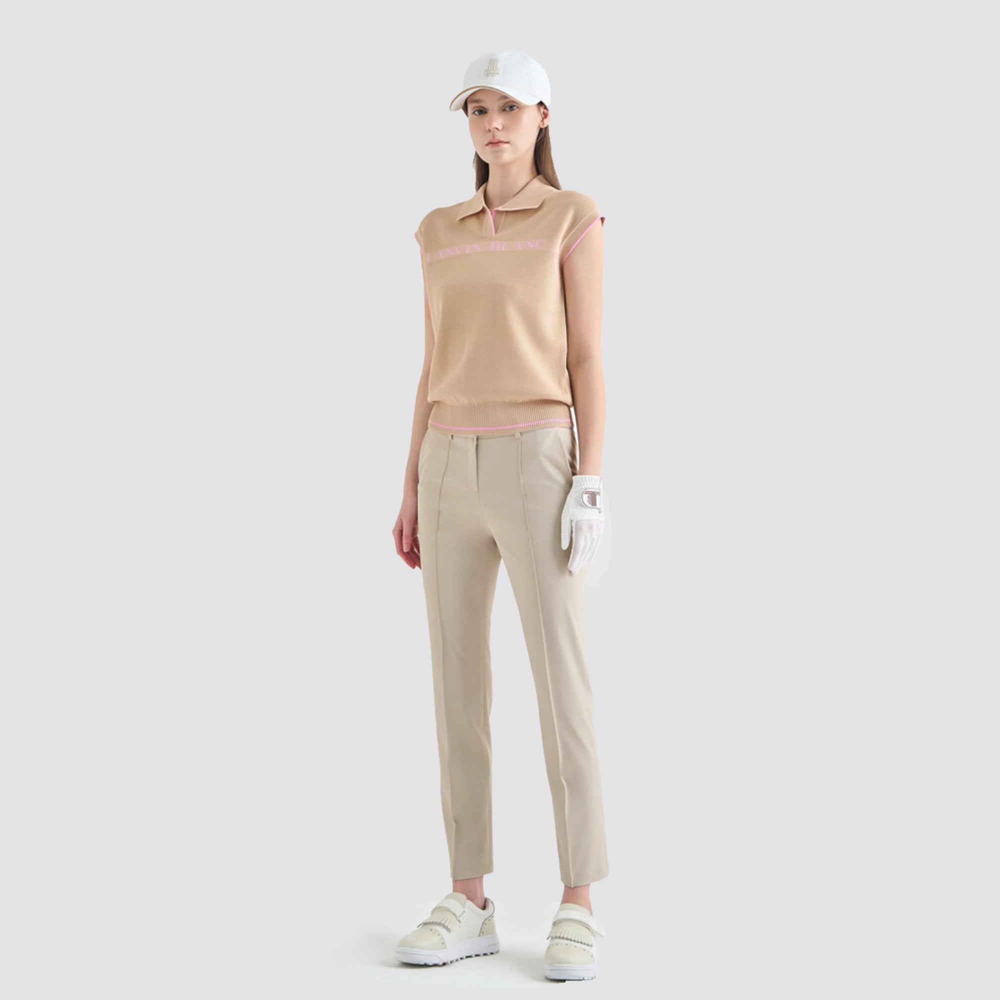 Women's Straight Stretch Pants - Pale Beige - Erthe Golf