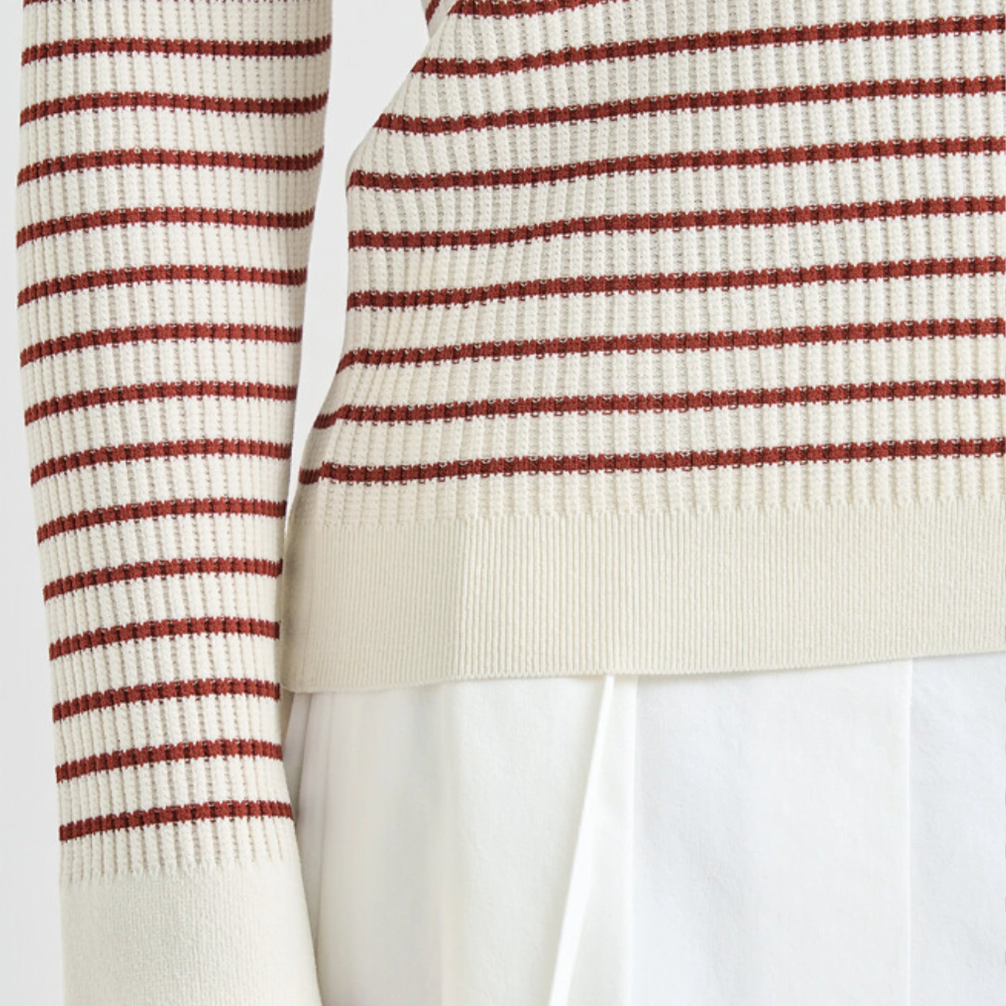 Women's Striped Lace - Up Knit - Cream - Erthe Golf