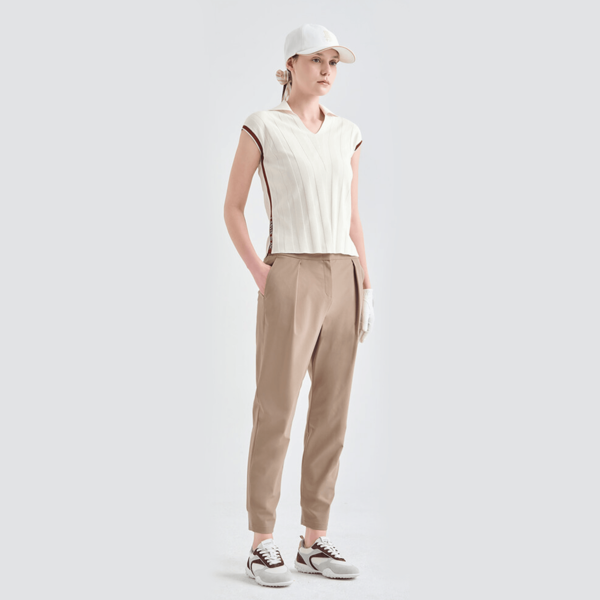 Women's Texture - Block Tapered Pants - Taupe - Erthe Golf