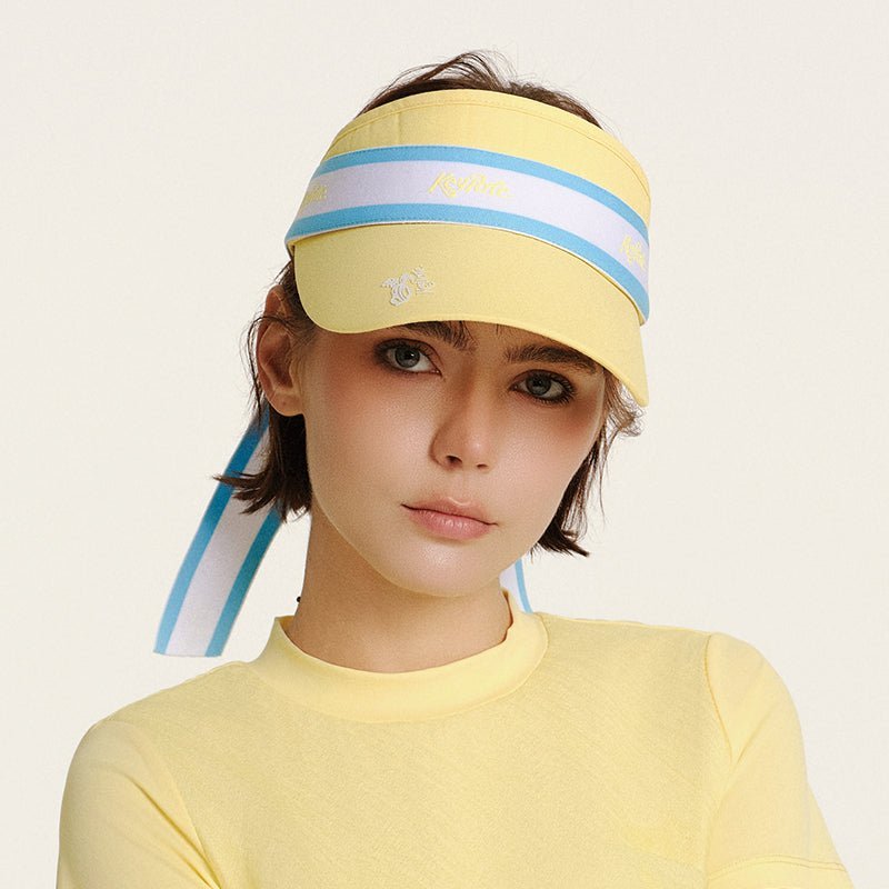 Keypote Women's Yellow Classic Golf Visor on Model Front View | Erthe Golf